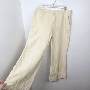 Lauren Ralph Lauren Butter Yellow Silk‎ Linen Wide Leg Beachy Pants Size 14